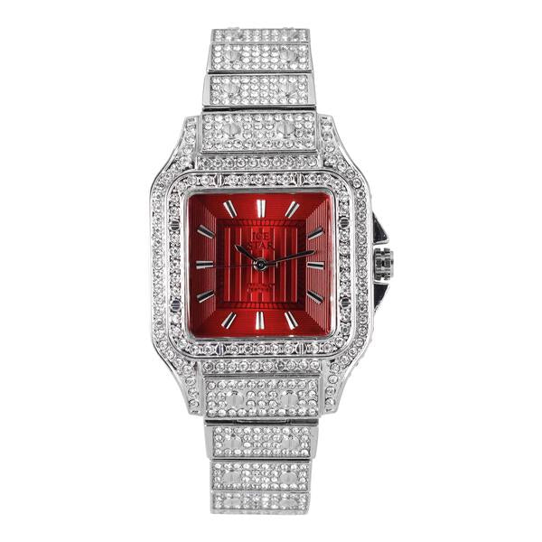 Ladies Iced-Out 34mm Metal Band Watch - 9204-MB