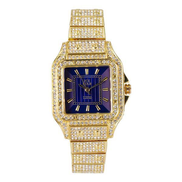 Ladies Iced-Out 34mm Metal Band Watch - 9204-MB
