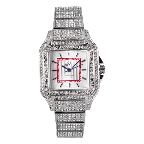Ladies Iced-Out 34mm Metal Band Watch - 9204-MB