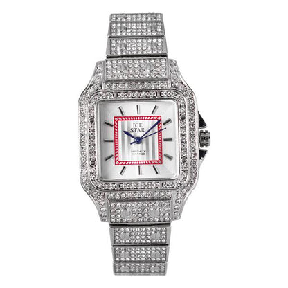 Ladies Iced-Out 34mm Metal Band Watch - 9204-MB