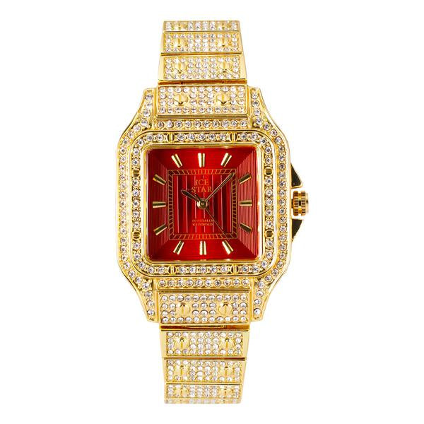 Ladies Iced-Out 34mm Metal Band Watch - 9204-MB