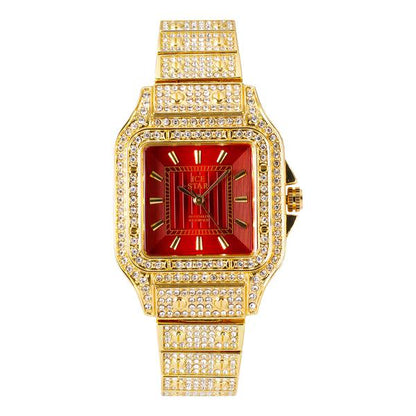 Ladies Iced-Out 34mm Metal Band Watch - 9204-MB