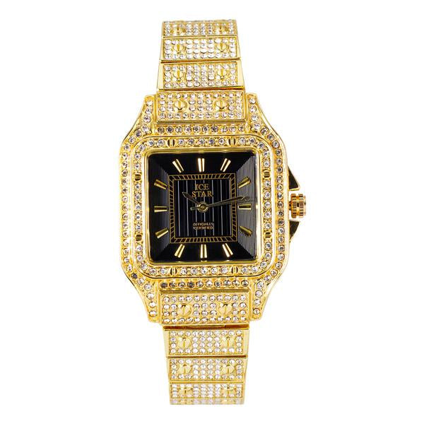 Ladies Iced-Out 34mm Metal Band Watch - 9204-MB