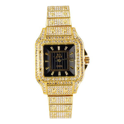 Ladies Iced-Out 34mm Metal Band Watch - 9204-MB