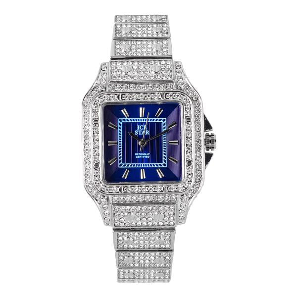 Ladies Iced-Out 34mm Metal Band Watch - 9204-MB