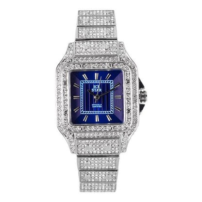 Ladies Iced-Out 34mm Metal Band Watch - 9204-MB