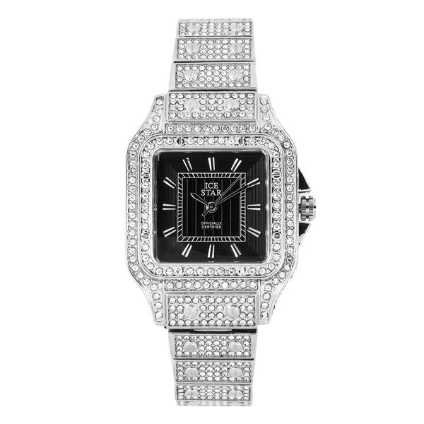 Ladies Iced-Out 34mm Metal Band Watch - 9204-MB
