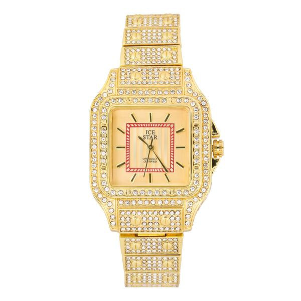 Ladies Iced-Out 34mm Metal Band Watch - 9204-MB