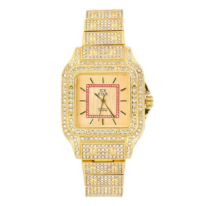 Ladies Iced-Out 34mm Metal Band Watch - 9204-MB