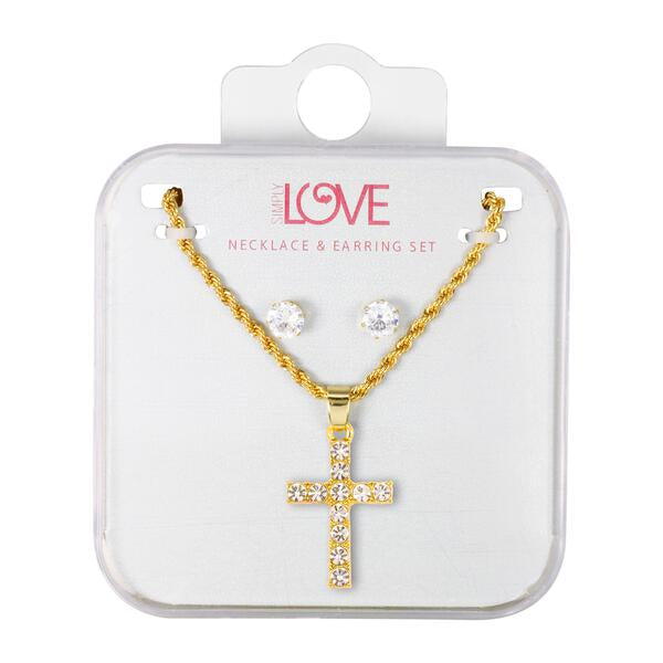 Ladies Cross Necklace with Earrings Set - DD-HC-320