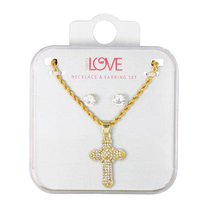 Ladies Cross Necklace with Earrings Set - DD-HC-265