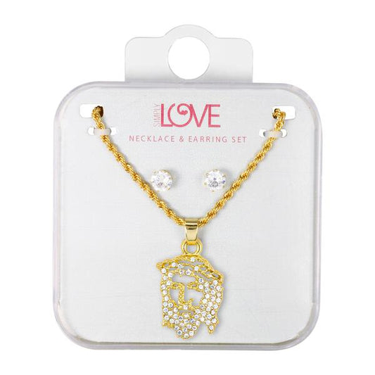 Ladies Jesus Necklace with Earrings Set - DD-HC-295