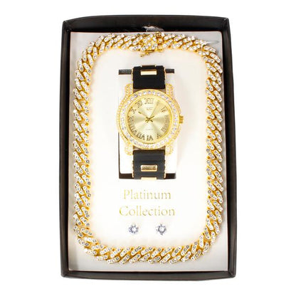 Watch and Iced Out Cuban Chain Gift Set - WCH-120