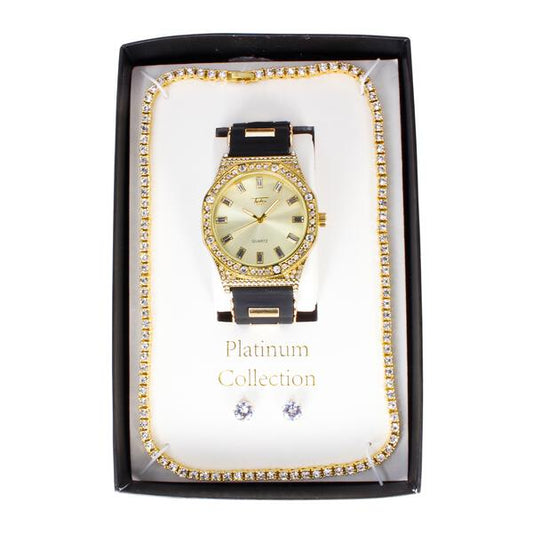 Watch and Iced Out Cuban Chain Gift Set - WCH-402