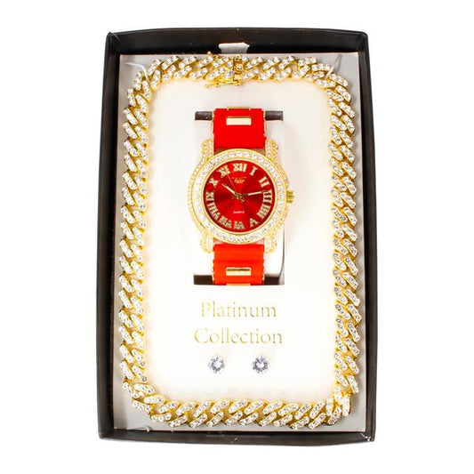 Watch and Iced Out Cuban Chain Gift Set - WCH-120