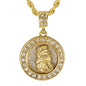Iced Medium Jesus Pendant with 4mm Rope Chain 24" - HC-3106*