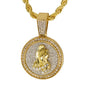 Iced Medium Praying Hands Pendant with 4mm Rope Chain 24" - HC-112