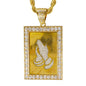 Iced Large Praying Hand Pendant with 8mm Rope Chain 24" - HC-4057**