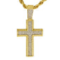 Iced Medium Cross Pendant with 4mm Rope Chain 24" - HC-2044*