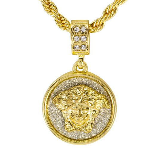 Iced Medium Pendant with 4mm Rope Chain 24" - HC-2015*