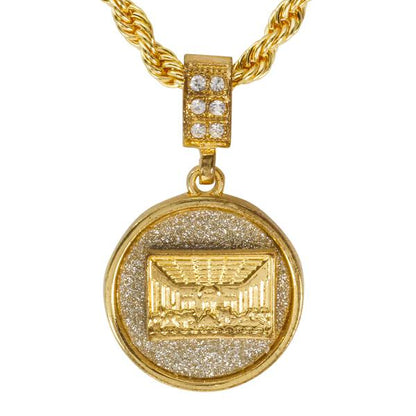 Iced Medium Last Supper Pendant with 4mm Rope Chain 24" - HC-2014*