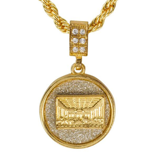 Iced Medium Last Supper Pendant with 4mm Rope Chain 24" - HC-2014*