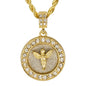 Iced Medium Angel Pendant with 4mm Rope Chain 24" - HC-3104*
