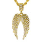 Iced Medium Angel Wings Pendant with 4mm Rope Chain 24" - HC-3012*
