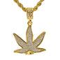 Iced Medium Leaf Pendant with 4mm Rope Chain 24" - HC-2007*