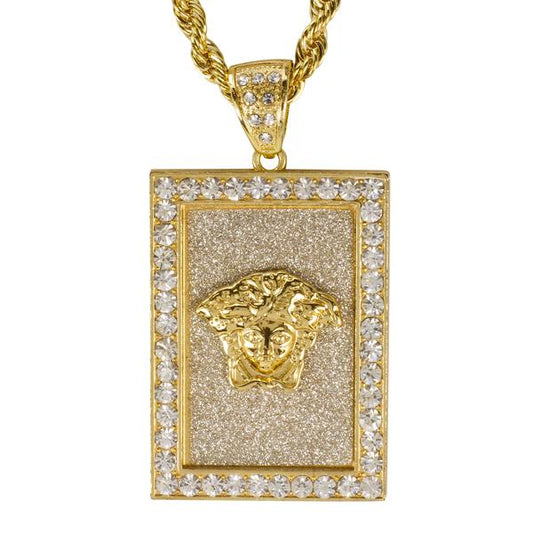 Iced Large Tag Pendant with 8mm Rope Chain 24" - HC-4060**
