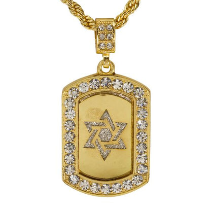 Iced Medium Star Pendant with 4mm Rope Chain 24" - HC-2035*