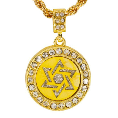 Iced Medium Star Pendant with 4mm Rope Chain 24" - HC-2029*