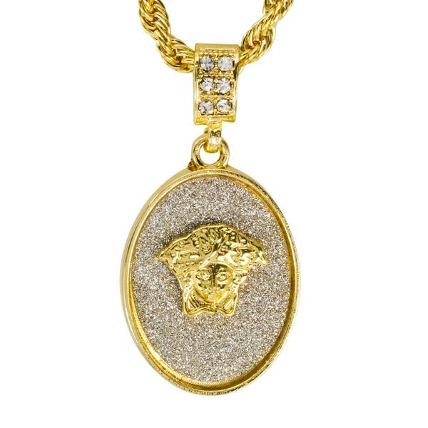 Iced Medium Pendant with 4mm Rope Chain 24" - HC-2021*