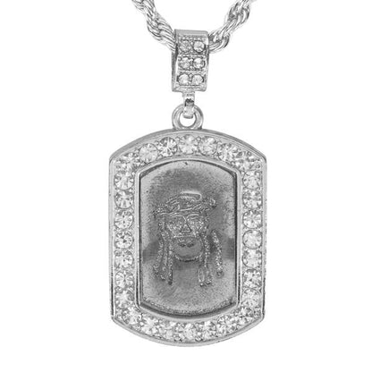 Iced Medium Jesus Pendant with 4mm Rope Chain 24" - HC-2032*
