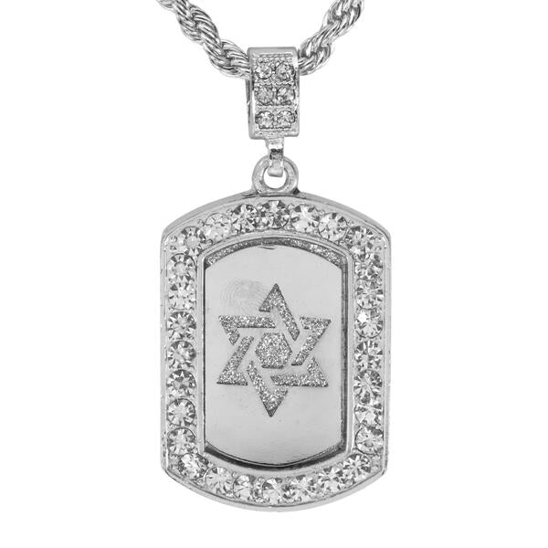 Iced Medium Star Pendant with 4mm Rope Chain 24" - HC-2035*