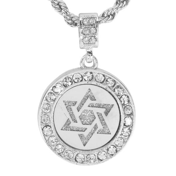 Iced Medium Star Pendant with 4mm Rope Chain 24" - HC-2029*