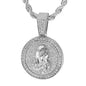Iced Medium Praying Hands Pendant with 4mm Rope Chain 24" - HC-112