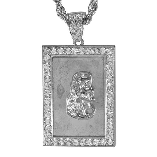 Iced Large Jesus Pendant with 8mm Rope Chain 24" - HC-4055**