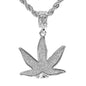 Iced Medium Leaf Pendant with 4mm Rope Chain 24" - HC-2007*