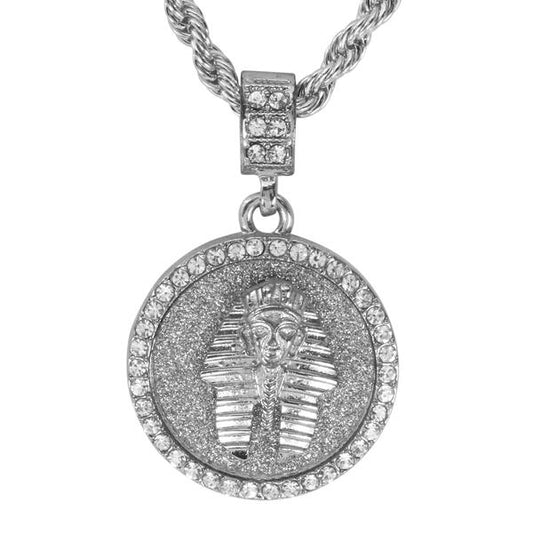 Iced Medium Egyptian Pendant with 4mm Rope Chain 24" - HC-2051*