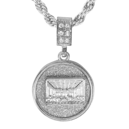 Iced Medium Last Supper Pendant with 4mm Rope Chain 24" - HC-2014*