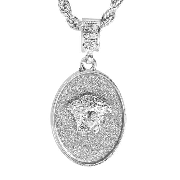 Iced Medium Pendant with 4mm Rope Chain 24" - HC-2021*