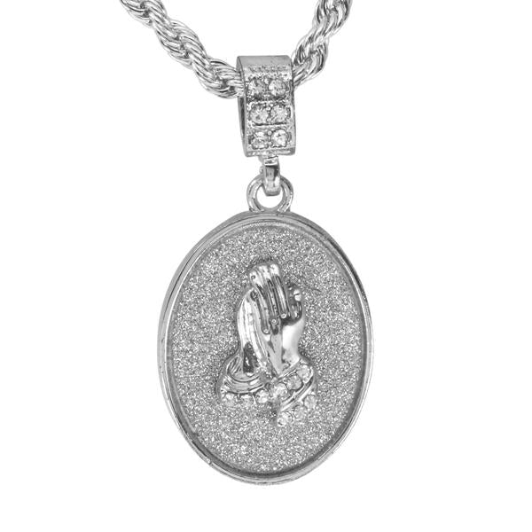 Iced Medium Pendant with 4mm Rope Chain 24" - HC-2022*