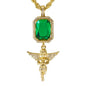 Iced Mini Angel Color Stone Pendant with 3mm Rope Chain 24" - HC-316**