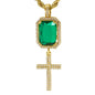 Iced Mini Cross Color Stone Pendant with 3mm Rope Chain 24" - HC-312**