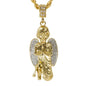 Iced Medium Angel Pendant with 4mm Rope Chain 24" - HC-7006*