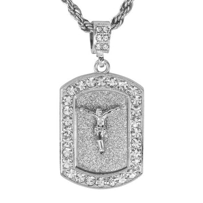 Iced Medium Angel Pendant with 4mm Rope Chain 24" - HC-3157*