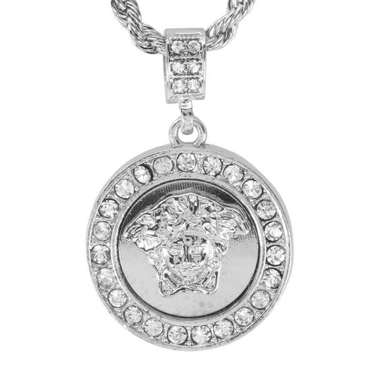 Iced Medium Pendant with 4mm Rope Chain 24" - HC-3003*