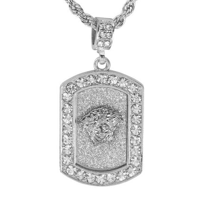 Iced Medium Pendant with 4mm Rope Chain 24" - HC-3153*