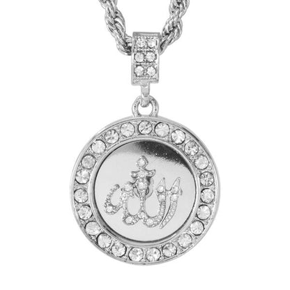 Iced Medium Islamic Pendant with 4mm Rope Chain 24" - HC-3005*